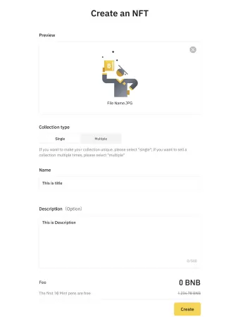 Cách đúc NFT trên Featured By Binance