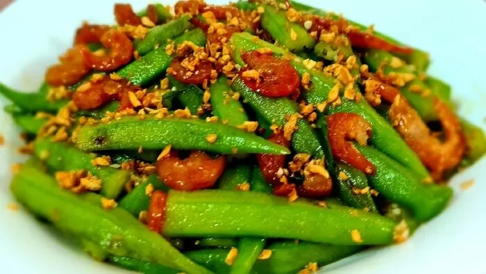 Đậu bắp xào tôm khô