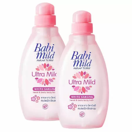 Sữa Tắm Gội Toàn Thân Hương Hoa Anh Đào, Hương Tự Nhiên Cho Bé Babi Mild White Sakura