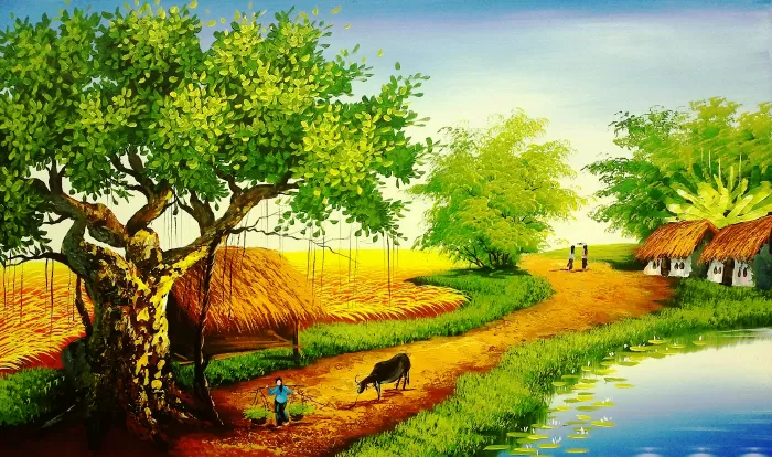 Chiều quê - Chữ Văn Hòa