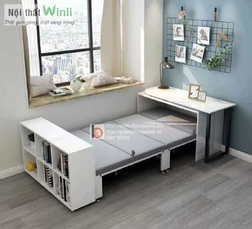 Giường xếp thông minh kết hợp bàn học