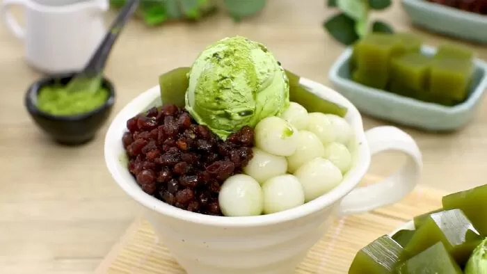Bingsu thạch matcha đậu đỏ