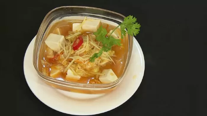 Canh kim chi đậu phụ, nấm kim châm