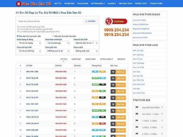 Web Mua Bán Sim Số