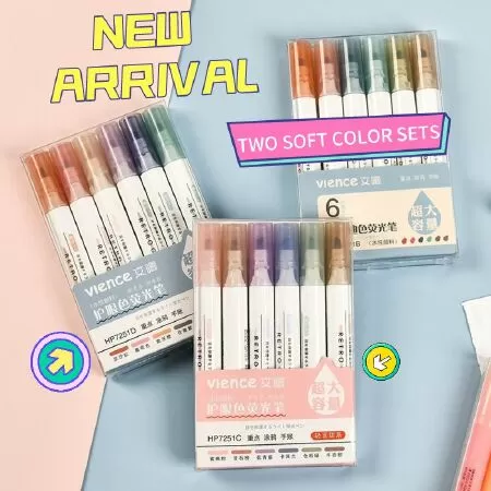 Bộ Bút Highlight Nikki Màu Pastel - loại bút highlight nhiều màu cực chất