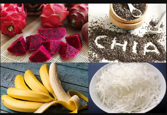 Sinh tố thanh long đỏ với hạt chia