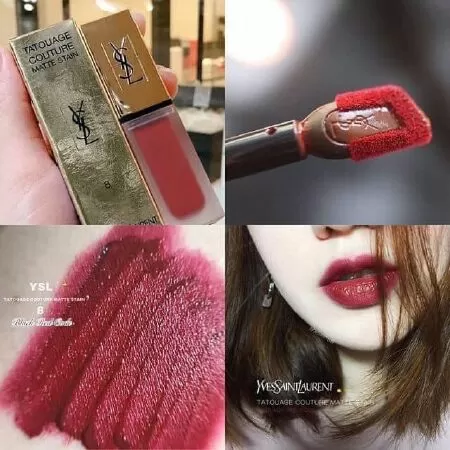Son kem lì – thương hiệu YSL 08 Black Red Code màu đỏ rượu