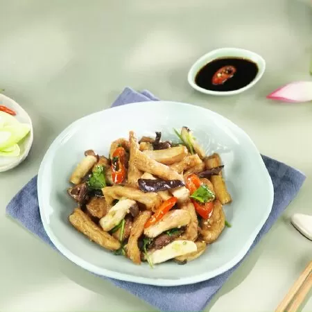 Tàu hũ ky xào nấm
