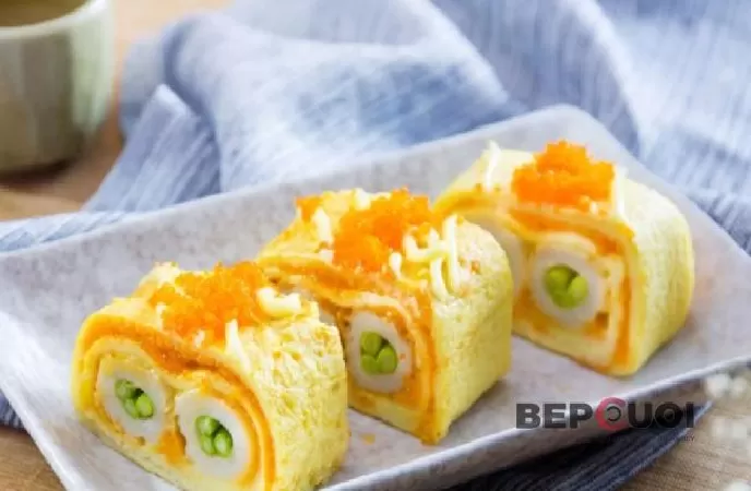 Trứng cuộn chả mực măng tây