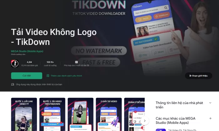Tải video không logo - tikdown