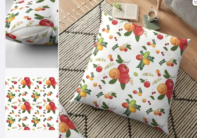 Gối lót sàn họa tiết trái sơ ri