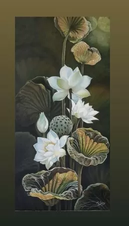 Tranh hoa sen trắng