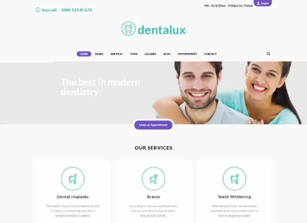 Dentalux – Dentist Medical & Healthcare Doctor WordPress Theme