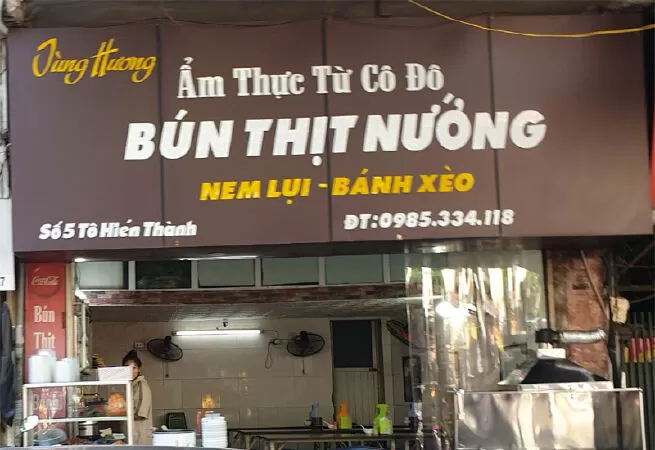 Quán bún thịt nướng phố Tô Hiến Thành