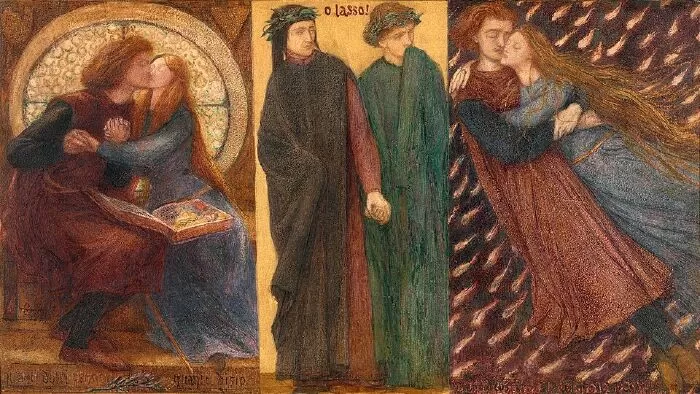 Paolo and Francesca da Rimini – Dante Gabriel Rossetti, 1855