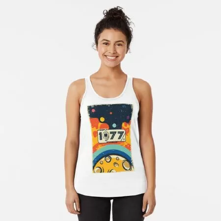 1977 abstract design with vintage style Racerback Tank Top