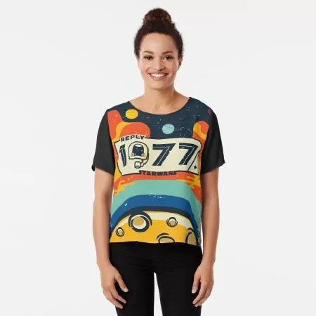 1977 abstract design with vintage style Chiffon Top