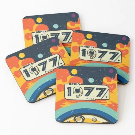 1977 abstract design with vintage style Coasters (Set of 4)