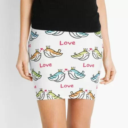 Love bird couple Patterns Mini Skirt