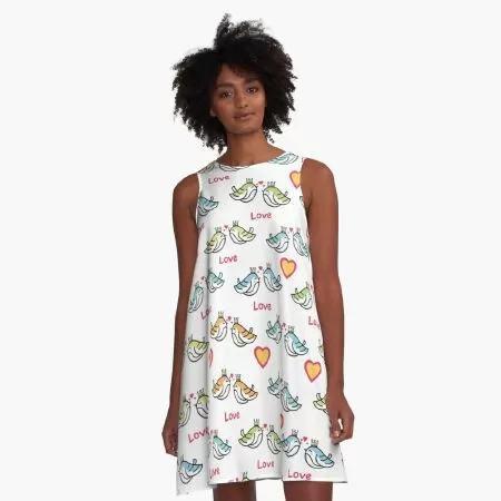 Love bird couple Patterns A-Line Dress
