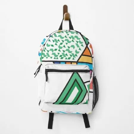 Design of a triangular and hexagonal block statue Backpack