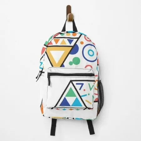 Hexagon block design and many triangular puzzle pieces Backpack