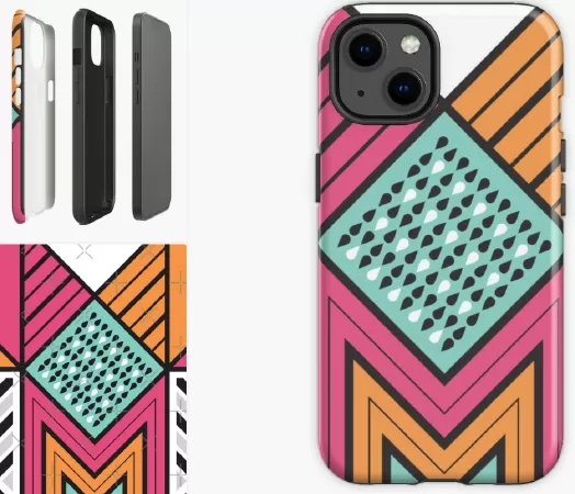 A collection of stylized geometric drawings iPhone Case