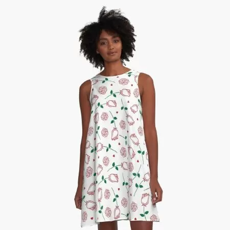 Rose Seamless Patterns A-Line Dress