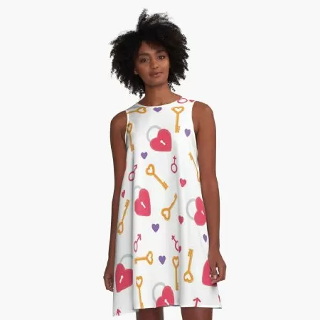 Valentine Seamless Patterns A-Line Dress