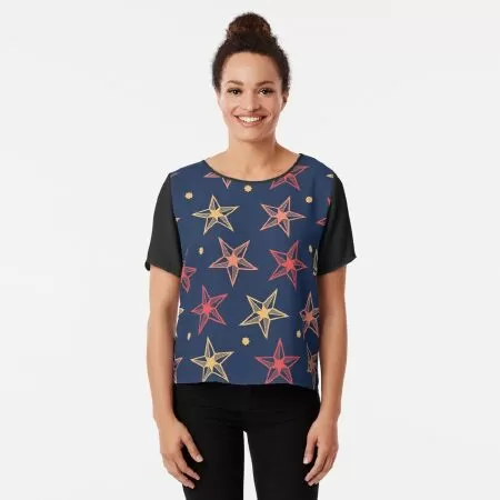 Abstract star pattern Chiffon Top