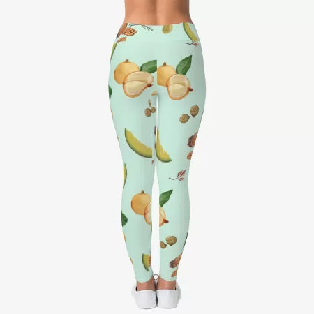 Legging tropical fruit pattern papaya and melon