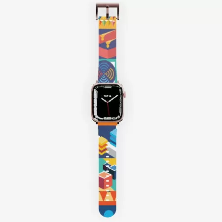 Clock with geometric patterns Apple Watch Band - Rose Gold