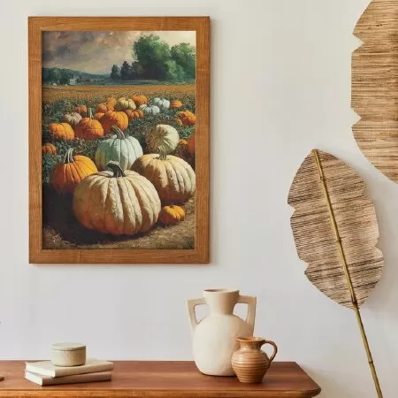 Vintage 19th Century Pumpkin Field 01 Printabe Wall Art