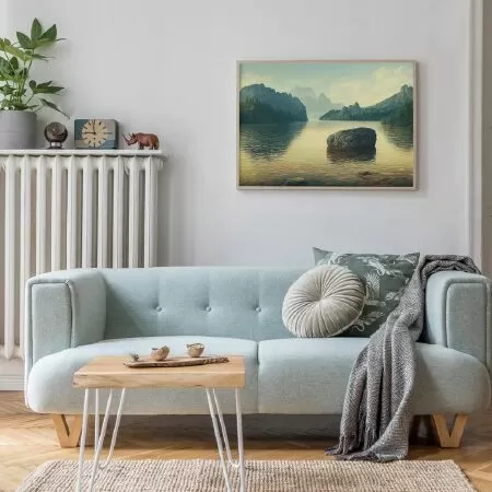 Lonely Rock In The Middle of The Lake Printable Wall Art