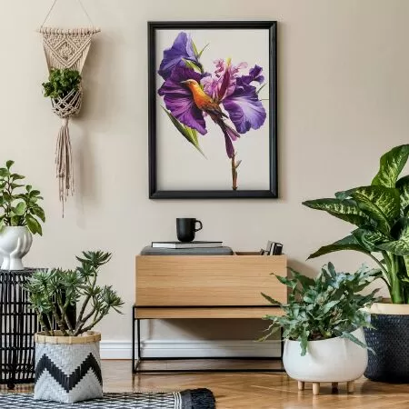 Abstract Digital Painting Floral Artwork With Birds Printable Wall Art #02 - Floral artwork printable Wall Art. Image: Etsy