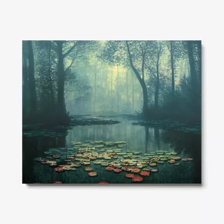 Landscape painting inside a forest