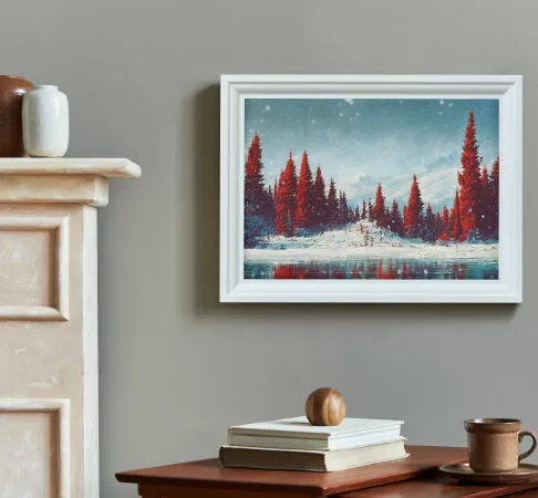 Red Pine Forest In Winter Printable Wall Art