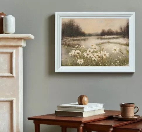 Vintage Winter Beauty With Cosmos Flowers Printable Wall Art