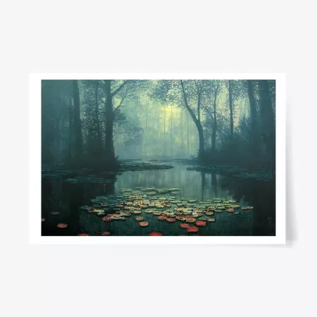 Landscape painting inside a forest
