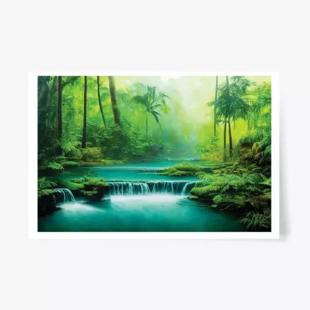 Waterfall Inside A Forest In Hawaii