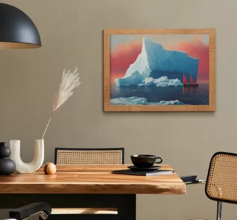 Abstract Red Sailboat Digital Painting Printable Wall Art