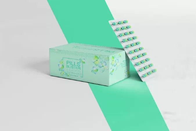 Pills Blister/ Paper Box Mockup