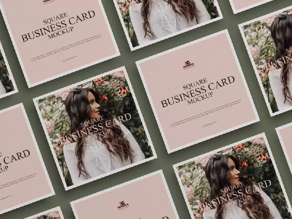 Free Square Business Card Mockup PSD