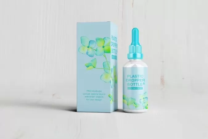 Plastic Dropper Bottle/ Paper Box Mockup