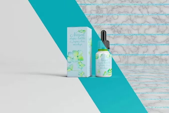 Nasal Drops Bottle/ Paper Box Mockup