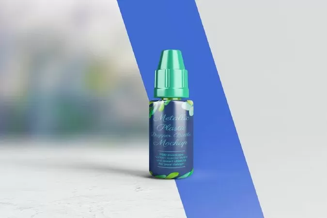 Metallic Plastic Dropper Bottle Mockup