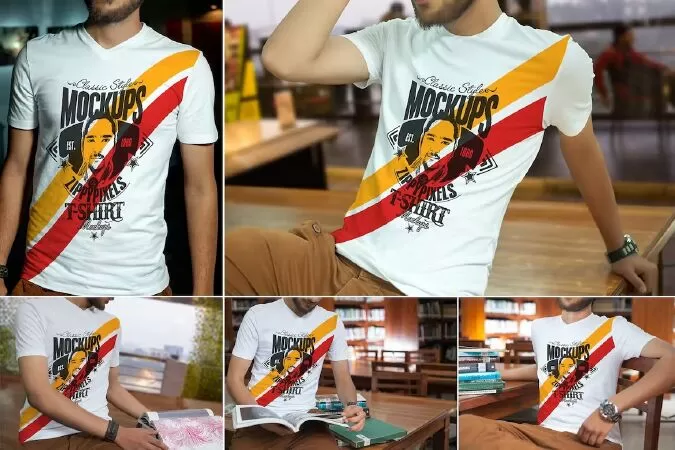 V-Neck T-Shirt Mockups