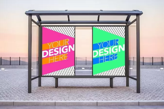 Bus stop with two advertisements mockup