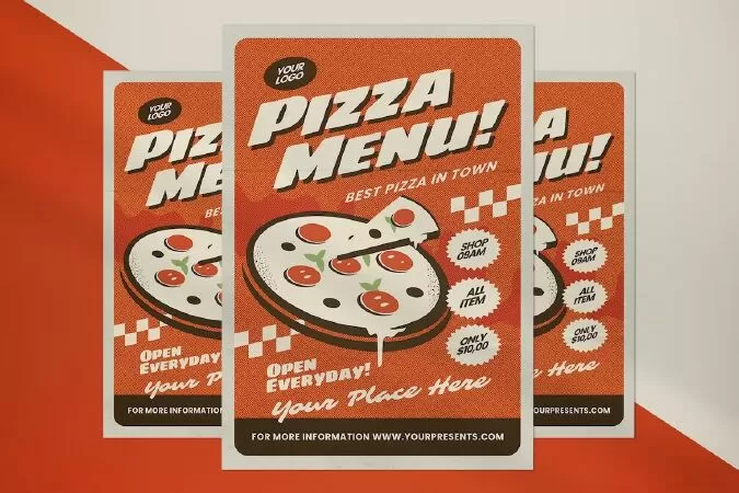 Vintage Pizza Menu Flyer