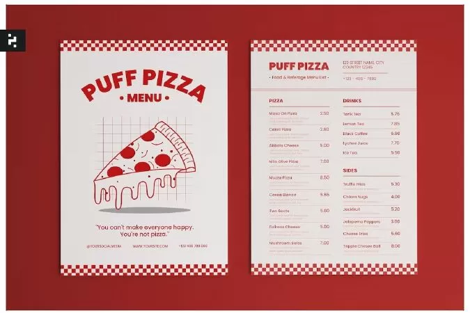 Vintage Pizza Menu